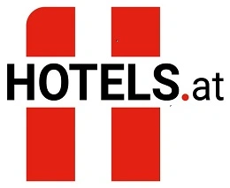 Hotels.at Logo rot weiss - Hotels buchen Österreich